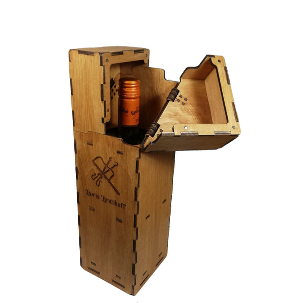 Geschenkbox für Weinflaschen, aufklappbarer Deckel