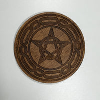 Holzuntersetzer "Pentagramm 1", 10cm Durchmesser