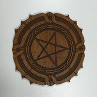 Holzuntersetzer mit Spitzen "Pentagramm 1", 10cm Durchmesser